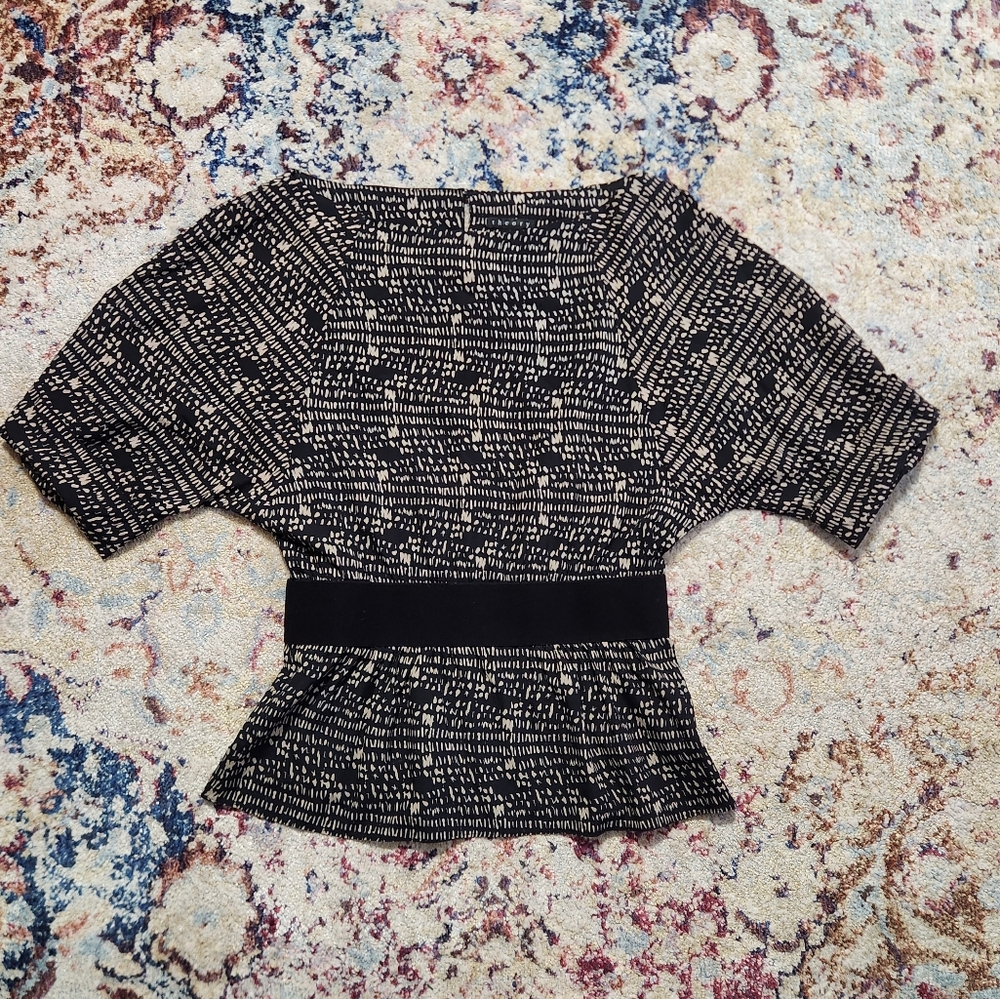 Theory Women’s Dorris Morocco Silk Blend Peplum Top Blouse Size Small